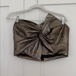 MISS SELFRIDGE corset like strapless gold top